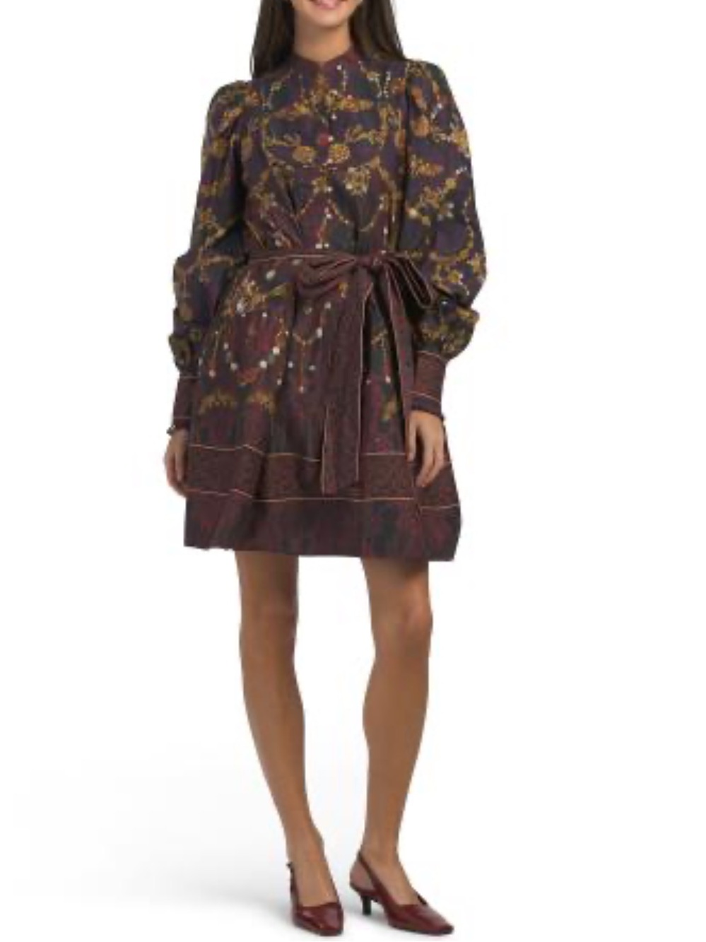 MARCHESA Printed Mini Shirt Dress